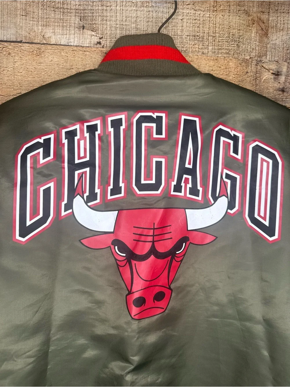 NBA Chicago Bulls Satin Bomber Jacket Mens 1966 logo Patches Basketball Medium